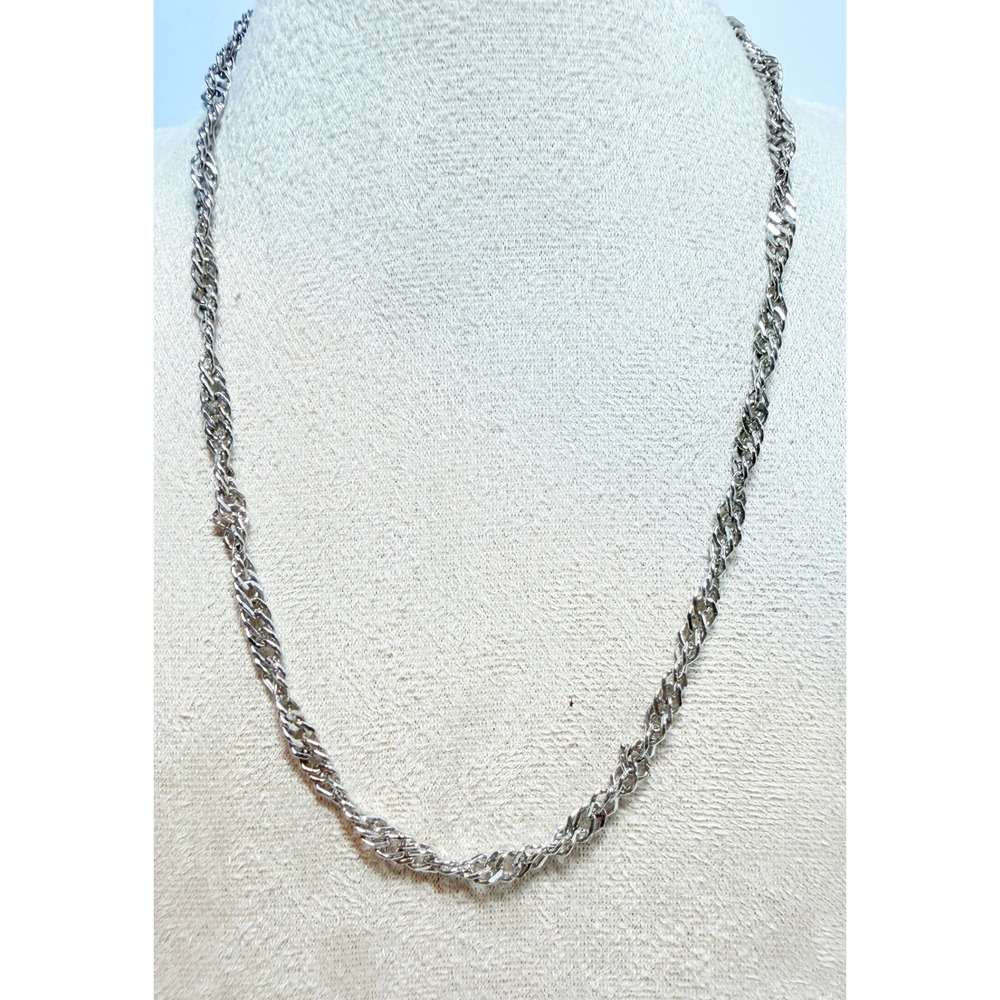 Crown Trifari Silver Tone Necklace 18" Delicate Chain Vintage